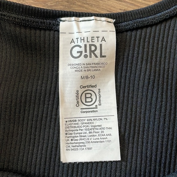 ATHLETA GIRL RISE ABOVE RIB CROP TANK SIZE M(8-10) BLACK - Picture 7 of 8